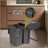 Austen & Co. 56L Pull Out Cupboard Kitchen Bin - 2 Compartments