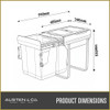 Austen & Co. 56L Pull Out Cupboard Kitchen Bin - 2 Compartments