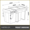 Austen & Co. 40L Pull Out Cupboard Kitchen Bin - 2 Compartments