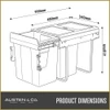 Austen & Co. 40L Pull Out Cupboard Kitchen Bin - 2 Compartments