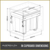 Austen & Co. 40L Pull Out Cupboard Kitchen Bin - 2 Compartments