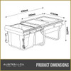 Austen & Co. 30L Built-In Hinged Cupboard Kitchen Bin - 2 Compartments