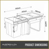 Austen & Co. 40L Pull Out Cupboard Kitchen Bin - 3 Compartments