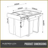 Austen & Co. 68L Built-In Pull Out Cupboard Kitchen Bin - 2 Compartments