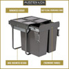 Austen & Co. 68L Built-In Pull Out Cupboard Kitchen Bin - 2 Compartments