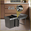 Austen & Co. 40L Built-In Hinged Cupboard Kitchen Bin - 2 Compartments