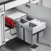 Hailo Base Mounted 40L Pull Out Quad Bin for Hinged Doors 400mm