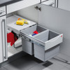 Hailo Base Mounted 36L Pull Out Duo Bin for Hinged Doors 400mm