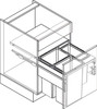 Vauth-Sagel 88L Side Mounted Pull Out Bin with 2 Compartments 600mm With 515mm Depth - Silver