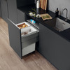 Vauth-Sagel 88L Side Mounted Pull Out Bin with 2 Compartments 600mm With 515mm Depth - Silver