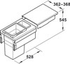 Hailo 45L Side Mounted Pull Out Bin with 2 Compartments 400mm - Light Grey