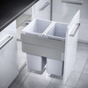 Hailo 76L Side Mounted Pull Out Bin with 2 Compartments 500mm - Light Grey