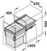 Hailo 55L Side Mounted Pull Out Bin with 1 Compartment 450mm - Dark Grey