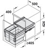 Hailo 54L Side Mounted Pull Out Bin with 3 Compartments 500mm - Dark Grey
