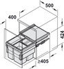 Hailo 44L Side Mounted Pull Out Bin with 3 Compartments 500mm - Dark Grey