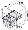 Hailo 54L Side Mounted Pull Out Bin with 3 Compartments 600mm - Dark Grey
