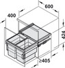 Hailo 56L Side Mounted Pull Out Bin with 2 Compartments 600mm  - Dark Grey