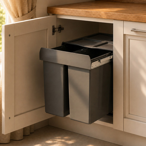 Austen & Co. 68L Built-In Hinged Cupboard Kitchen Bin - 2 Compartments