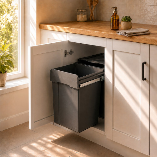 Austen & Co. 60L Built-In Hinged Cupboard Kitchen Bin - 2 Compartments