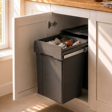 Austen & Co. 60L Built-In Hinged Cupboard Kitchen Bin - 2 Compartments