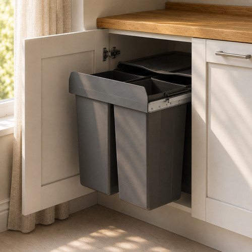 Austen & Co. 68L Built-In Hinged Cupboard Kitchen Bin - 4 Compartments