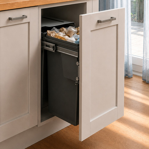 Austen & Co. 60L Pull Out Cupboard Kitchen Bin - 2 Compartments