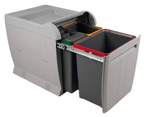 Häfele Base Mounted 34L Pull Out Trio Bin for Hinged Doors 450mm