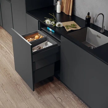 Vauth-Sagel 88L Side Mounted Pull Out Bin with 2 Compartments 600mm With 476mm Depth - Lava Grey