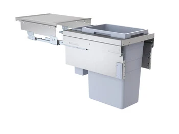 Hailo 45L Side Mounted Pull Out Bin with 2 Compartments 400mm - Light Grey
