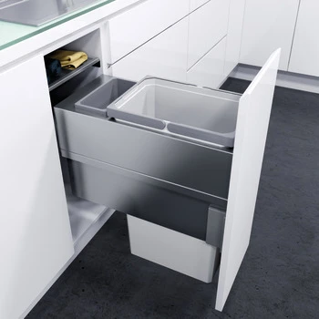 Vauth-Sagel 33.2L Side Mounted Pull Out Bin with 2 Compartments 300mm With 475mm Depth - Silver