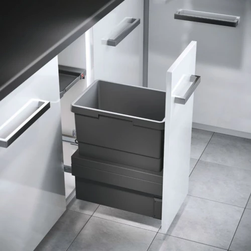 Hailo 30L Side Mounted Pull Out Bin with 1 Compartment 300mm - Dark Grey