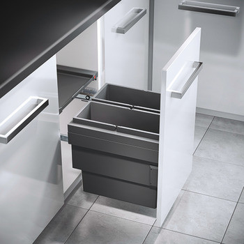 Hailo 36L Side Mounted Pull Out Bin with 2 Compartments 450mm - Dark Grey