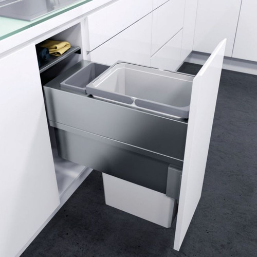 Vauth-Sagel 36.2L Side Mounted Pull Out Bin with 2 Compartments 400mm - Silver Grey