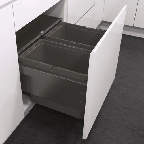 Vauth-Sagel 56L Side Mounted Pull Out Bin with 2 Compartments 600mm - Lava Grey