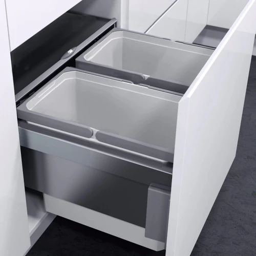 Vauth-Sagel 56L Side Mounted Pull Out Bin with 2 Compartments 600mm - Silver Grey
