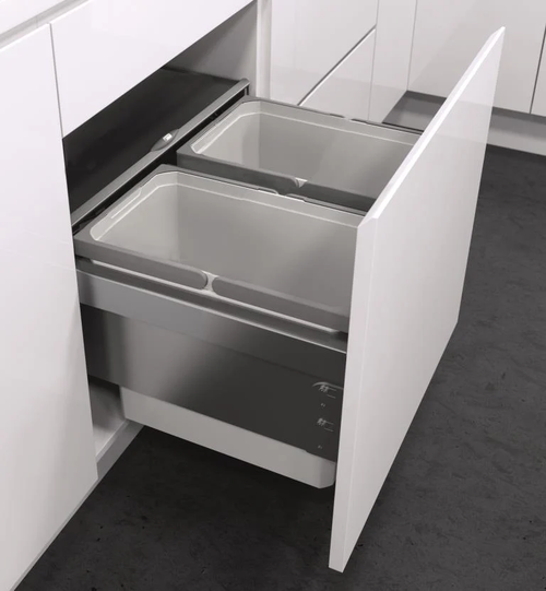 Vauth-Sagel 42L Side Mounted Pull Out Bin with 2 Compartments 450mm - Silver Grey