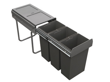 Häfele Base Mounted 30L Pull Out Trio Bin for Hinged Doors 300mm With 480mm Depth