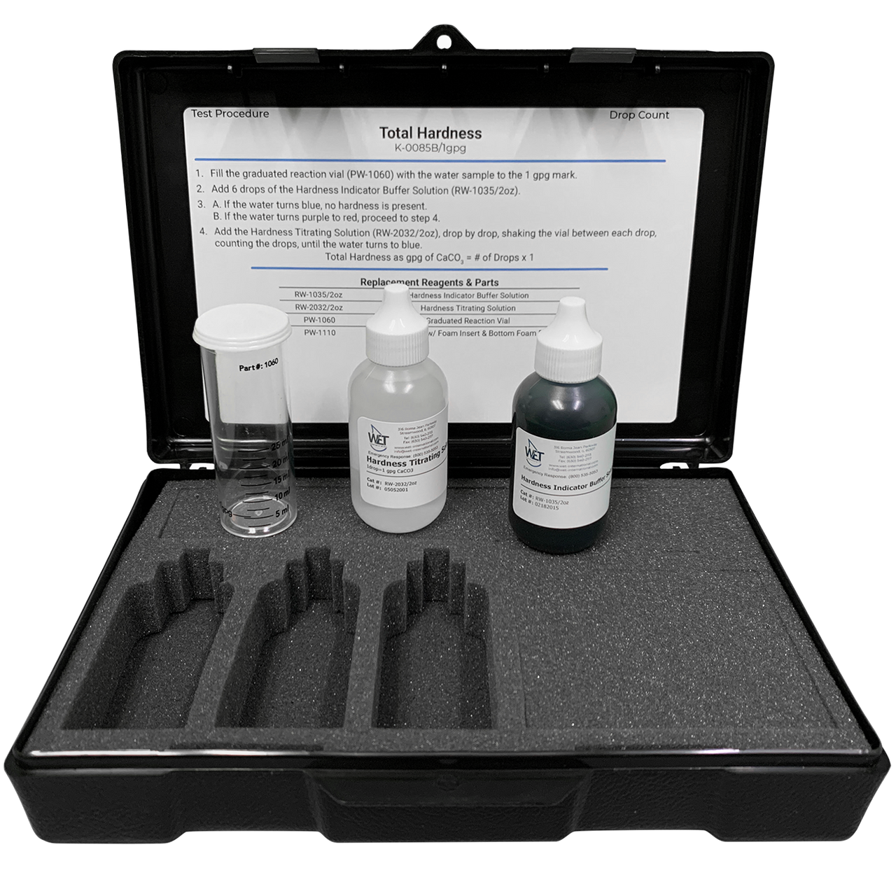 Hardness test kit, Drop count, w/HIBS, two reagents system, in plastic