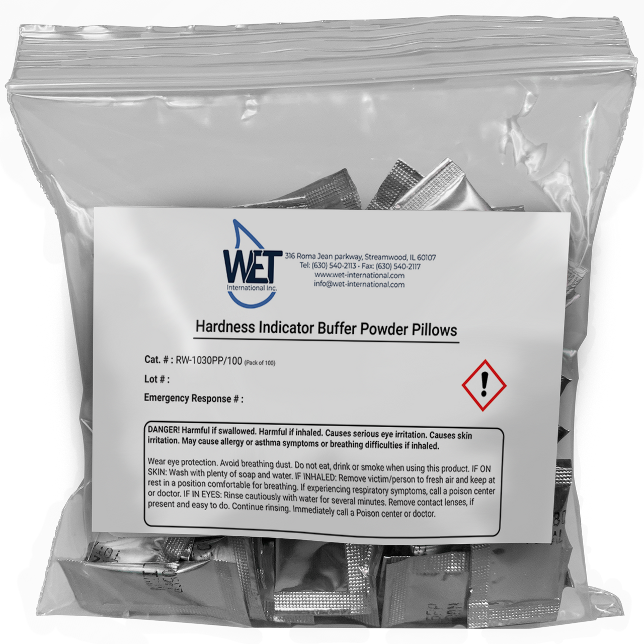 Hardness Indicator Buffer Powder Pillows, 100 (WC) WET INTERNATIONAL