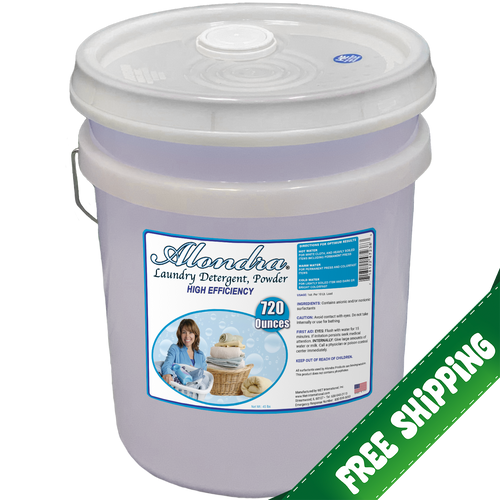 Alondra Powder Detergent with OxyHelp, 45 lb bulk stain-fighting laundry cleaner with Free Shipping banner. Heavy duty value size Alondra Powder Detergent with OxyHelp, 45 lb bulk stain-fighting laundry cleaner with Free Shipping banner. Heavy duty value size