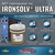 IronSolv Ultra rust remover with icons highlighting iron oxide removal, multi-metal compatibility, flash corrosion prevention, and carbonate deposit removal.