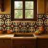 Mexican tile "Acapulco" hand-painted talavera ceramic decorating mexican hacienda kitchen backsplash