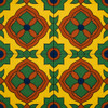 Hand-painted Mexican Tile Cruz del Sol featuring geometric floral cross design.