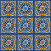 Mexican Tile "Golden Wheel Medallion" 6x6 grid