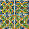 Mexican Tile Colonial Flower Cross 6x6 grid
