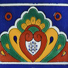 mexican kitchen wall painted blue yellow tile border
