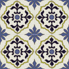 high relief tiles paintes blue, yellow, cobalt and white
