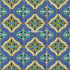 high relief tiles paintes pastel green, blue, yellow and white