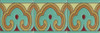 high relief borders paintes light yellow, brown, plum and pastel green