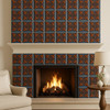 Relief Tile Karina decorating fireplace surround with bold embossed terracotta design. Relief Tile Karina decorating fireplace surround with bold embossed terracotta design.